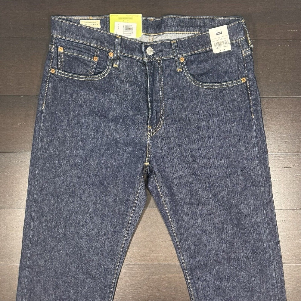 Levi's 502 Jeans Size 34 x 34 BIG E Straight Leg Dark Wash Denim Red Tab 72